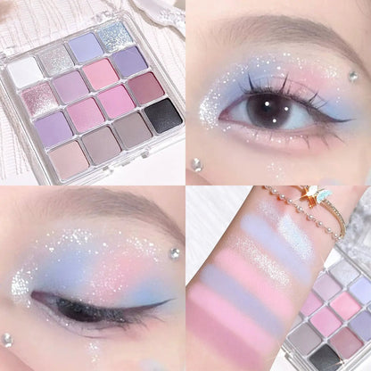 16 Color Eyeshadow Palette With Matte Pearly And Fine Shimmer Finishes Low Saturation For Day And Night Creative Looks by null
