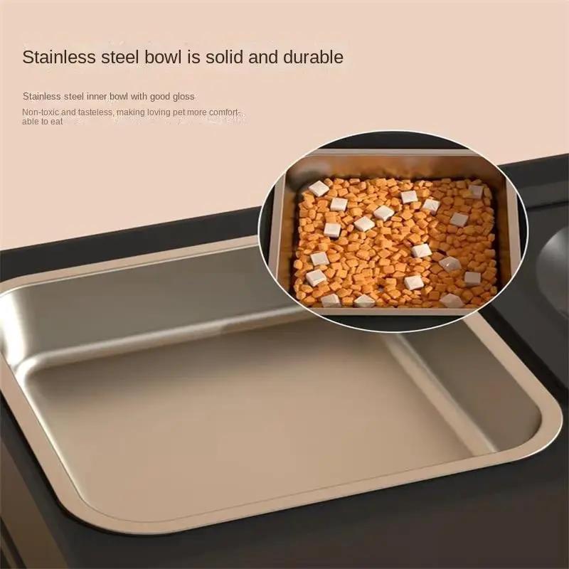 Stainless Steel Double Dog Bowls On Adjustable Height Stand Elevates Food And Water For Dogs by null