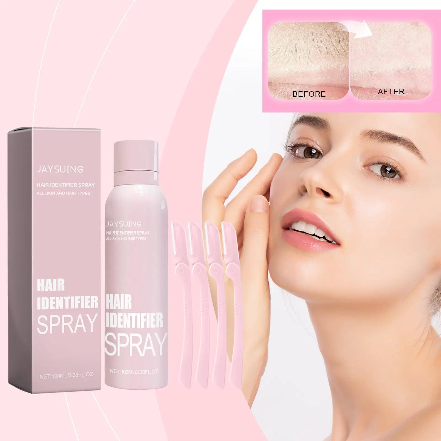 Hair Identifier Spray Set For Face Shaving Dermaplaner Skin Care Moisturizing Spray With Spatula by null