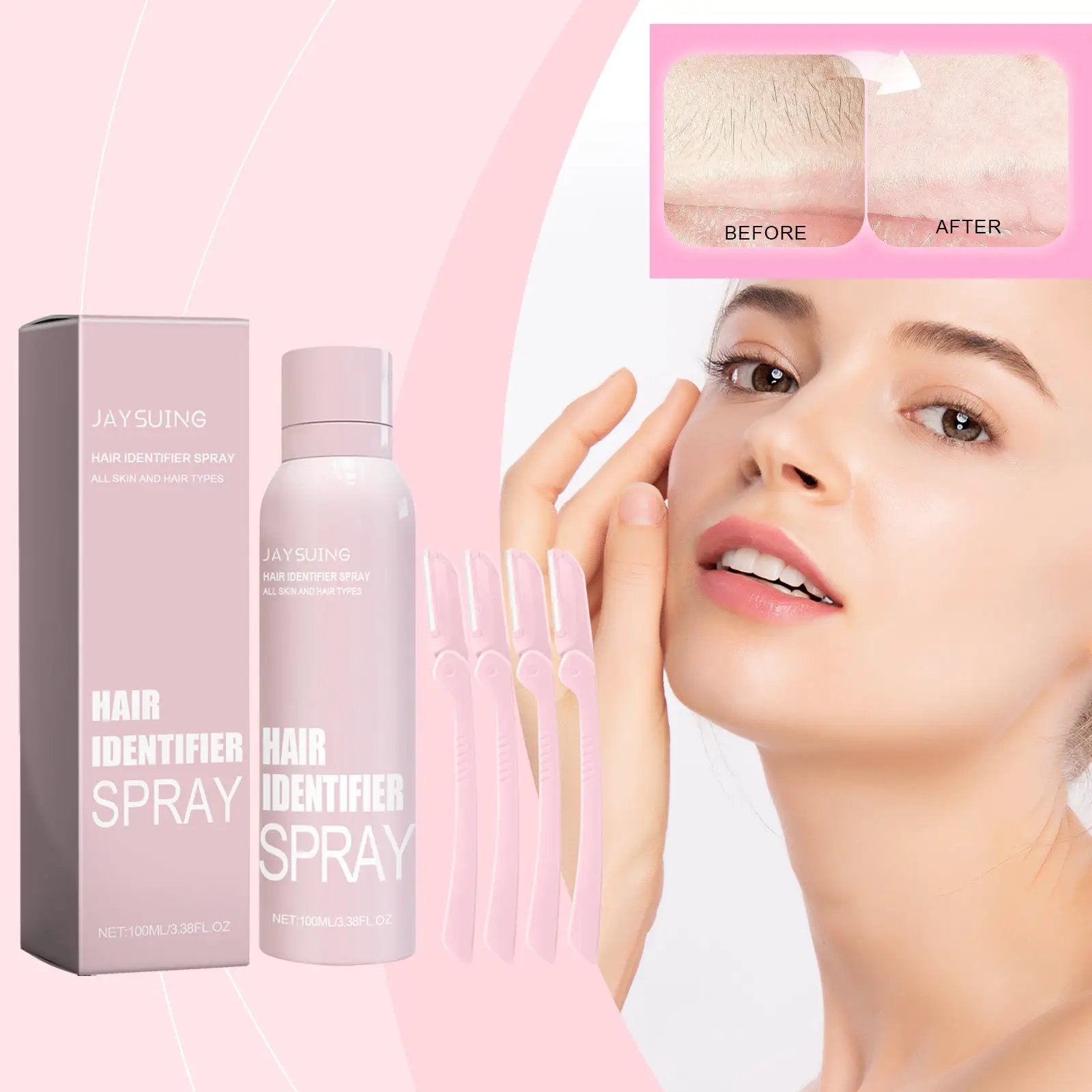 Hair Identifier Spray Set For Face Shaving Dermaplaner Skin Care Moisturizing Spray With Spatula by null