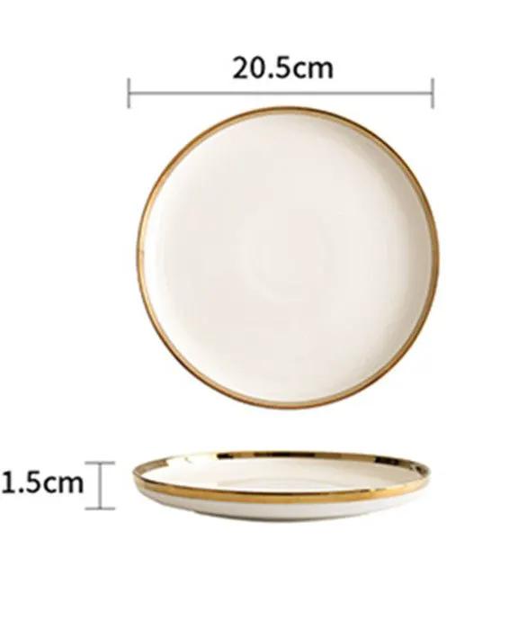 Porcelain Wedding Gifts Set Platinum Bowls And Plates With Gold Trim 4.5 Inch Bowl And 8 Inch Shallow And Deep Dishes by null