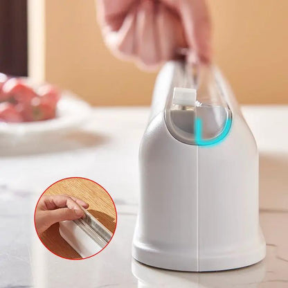 Wall Mounted Cling Film Cutter With Suction Cup Storage Box Kitchen Organizer White Modern Design by null