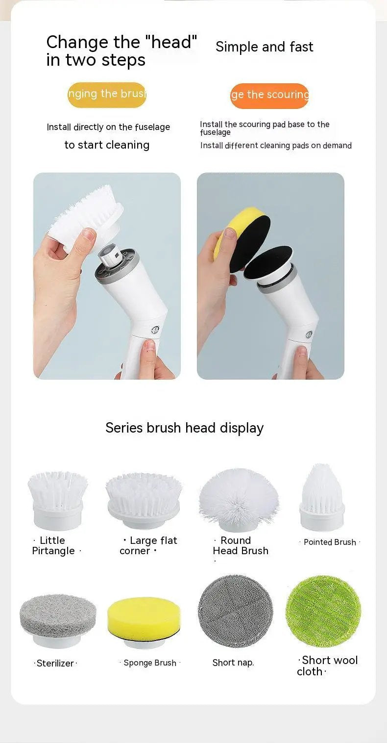 Telescopic Electric Scrubber With Long Handle For Walls And Tight Spaces Multifunctional Cleaning Brush by null