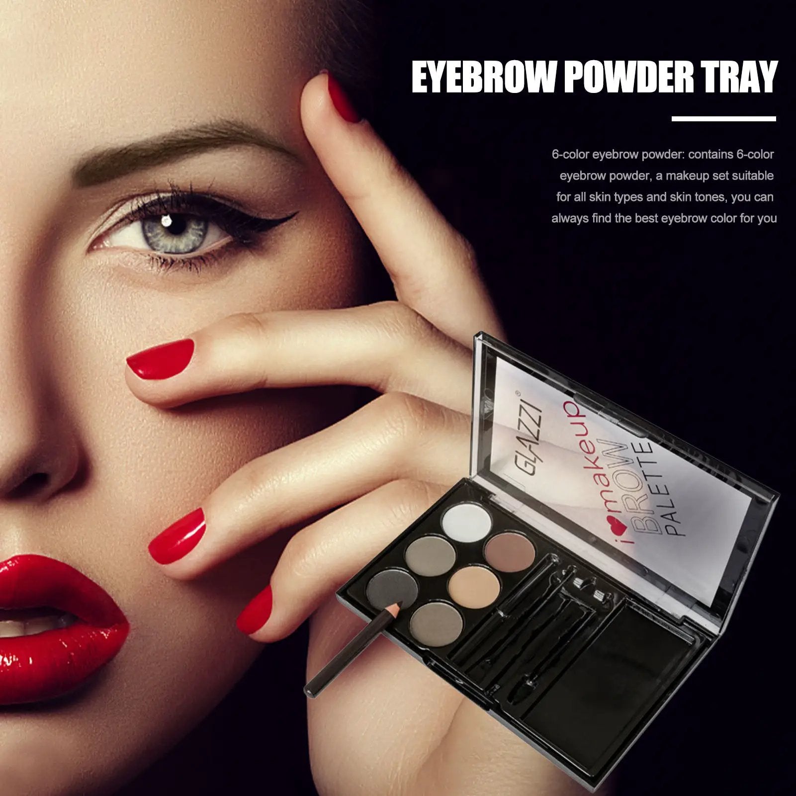 Natural Brown Eyebrow Powder Palette And Stamp Waterproof Makeup Kit For Full Shaping And Definition by null