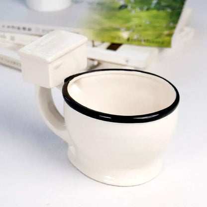Toilet Shaped Ceramic Coffee Mug With Sturdy Handgrip 280 Milliliter Capacity Quirky Kitchen Decor Gift by null