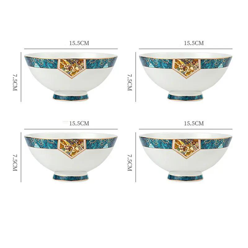 Nordic Style Porcelain Dinner Plates Set Ceramic Round Plates With Plants And Flowers Design by null