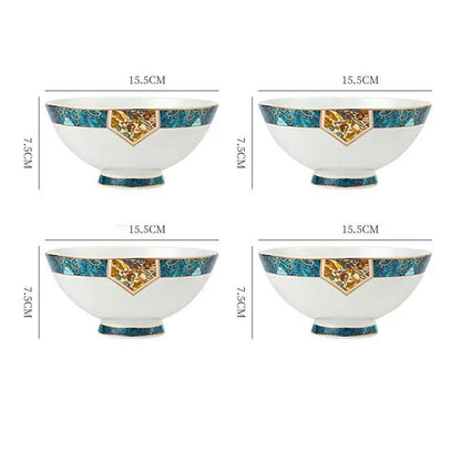 Nordic Style Porcelain Dinner Plates Set Ceramic Round Plates With Plants And Flowers Design by null