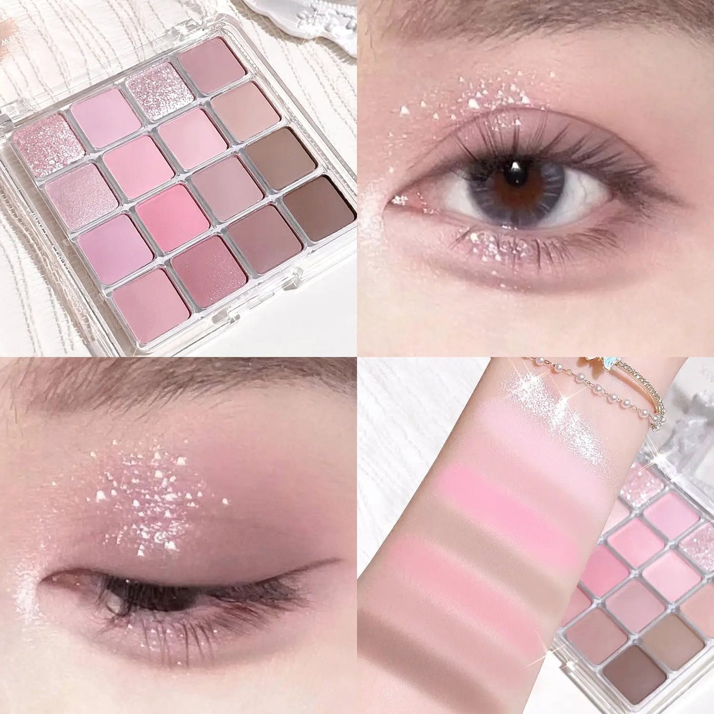16 Color Eyeshadow Palette With Matte Pearly And Fine Shimmer Finishes Low Saturation For Day And Night Creative Looks by null