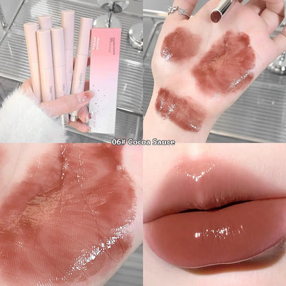 Water Light Pressed Lipstick With Solid Gloss Mirror Shine For High Shine Lip Makeup by null
