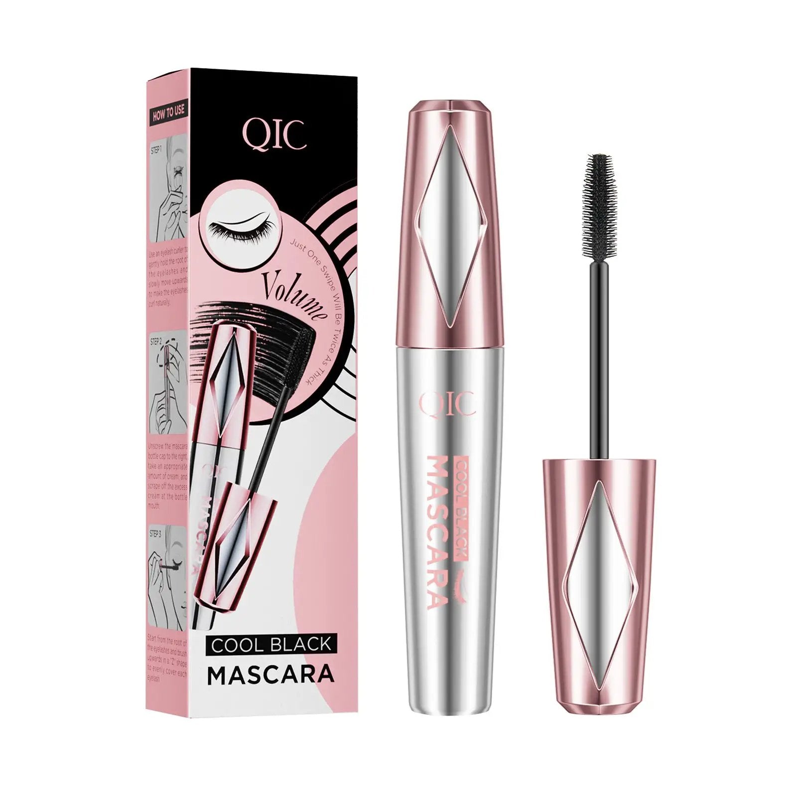 QIC Silver Rose Volume Mascara With Rose Silver Tone For Bold Lashes Lengthening And Volumizing Formula by null