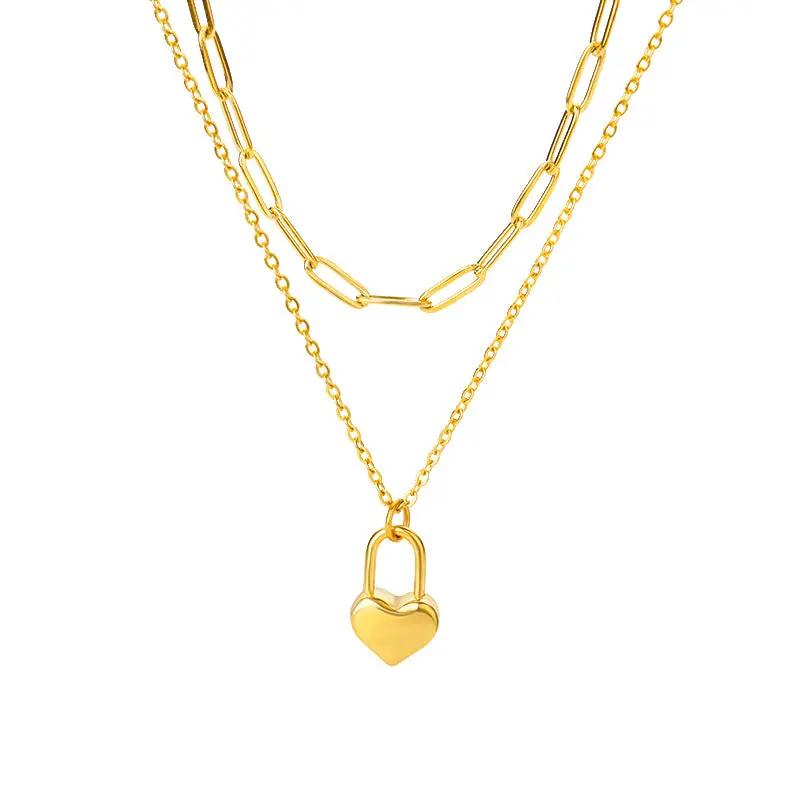 Fashion Jewelry Multilayer Heart Pendant Necklaces For Women Stainless Steel Chain Choker Zircon Moon Star Necklace Femme Wedding Jewelry Gift by Zeny Home & Beauty