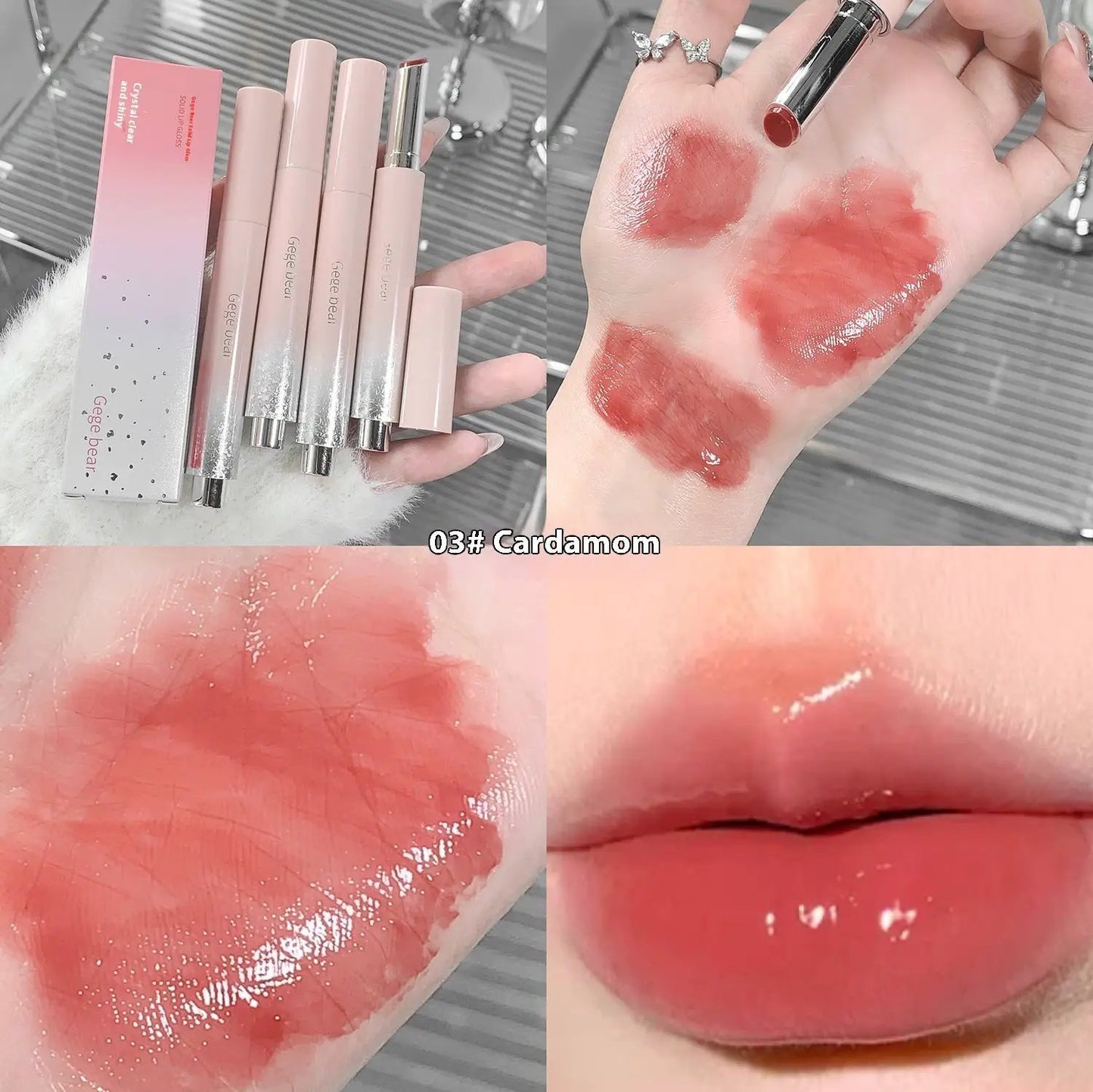 Water Light Pressed Lipstick With Solid Gloss Mirror Shine For High Shine Lip Makeup by null