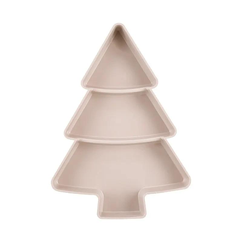 4 Piece Christmas Tree Ceramic Plates Set With Bamboo Stand For Holiday Serving Decoration And Gift by null