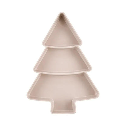 4 Piece Christmas Tree Ceramic Plates Set With Bamboo Stand For Holiday Serving Decoration And Gift by null