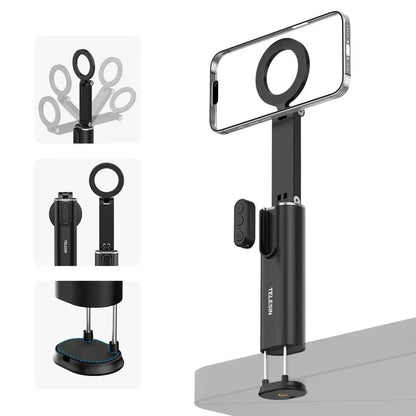 Air Travel Magnetic Phone Holder With Dual Clamp And Magnetic Mount For Hands Free Use by null