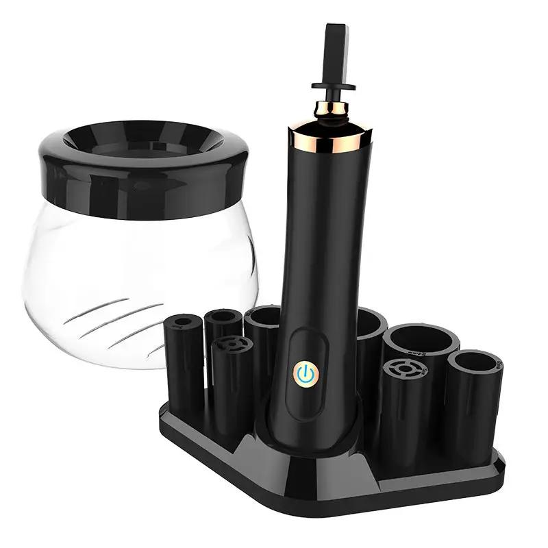 Electric Makeup Brush Cleaner Spin Dry Scrubber With Silica Gel Bristles And Plastic Handle by null