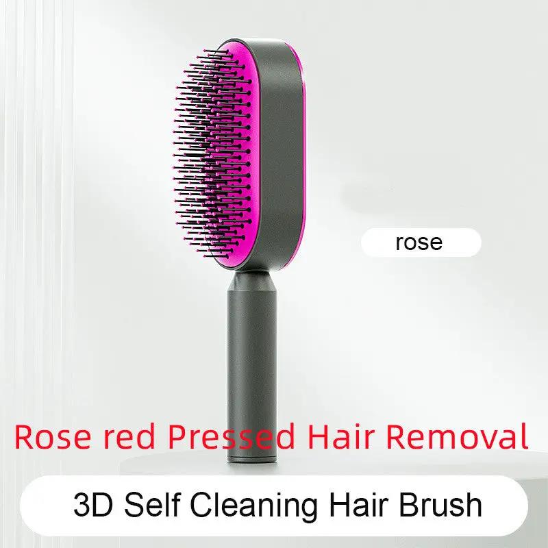 Self Cleaning Hair Brush For Women One-key Cleaning Hair Loss Airbag Massage Scalp Comb Anti-Static Hairbrush by null