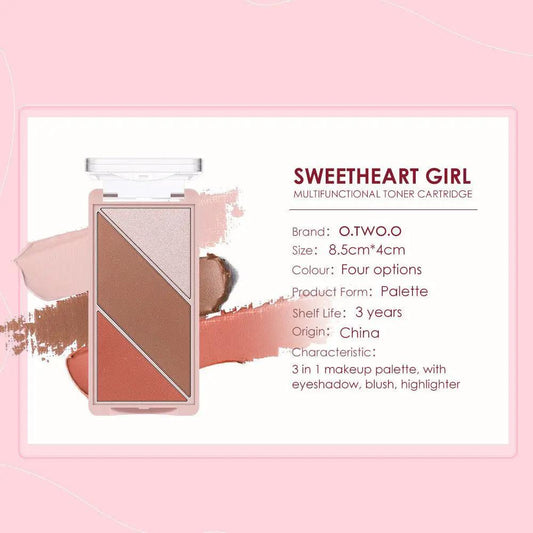 3 In 1 Contouring Palette With Multi Use Shadows And Blush For On The Go Makeup Essentials by null