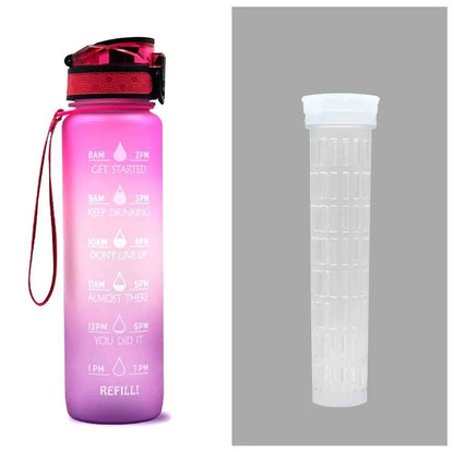 Leakproof 1L Tritan Water Bottle with Time Marker - Cycling Motivational Sports Fitness Cup by null