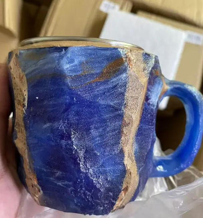 400ml Resin Mineral Crystal Coffee Mugs With Handles Elegant Fake Mineral Crystal Cup For Workplace Home Decor Christmas Gift Kitchen Gadgets by Zeny Home & Beauty