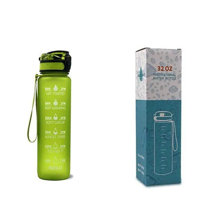Leakproof 1L Tritan Water Bottle with Time Marker - Cycling Motivational Sports Fitness Cup by null