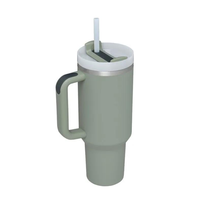 40 Oz Stainless Steel Insulated Tumbler With Handle Travel Coffee Cup For Office And Gym by null