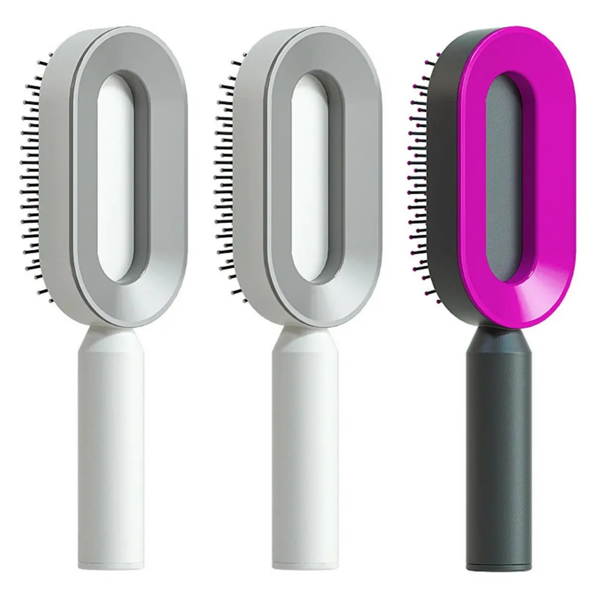 Self Cleaning Hair Brush For Women One-key Cleaning Hair Loss Airbag Massage Scalp Comb Anti-Static Hairbrush by null