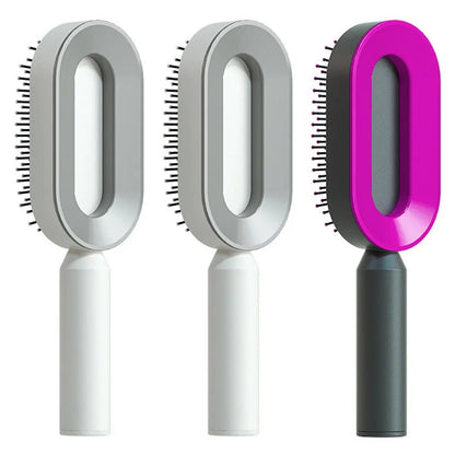 Self Cleaning Hair Brush For Women One-key Cleaning Hair Loss Airbag Massage Scalp Comb Anti-Static Hairbrush by null