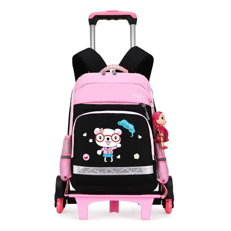 Korean Detachable Trolley Bag For Elementary School Students Lightweight 36 55L Breathable Red And Black by null