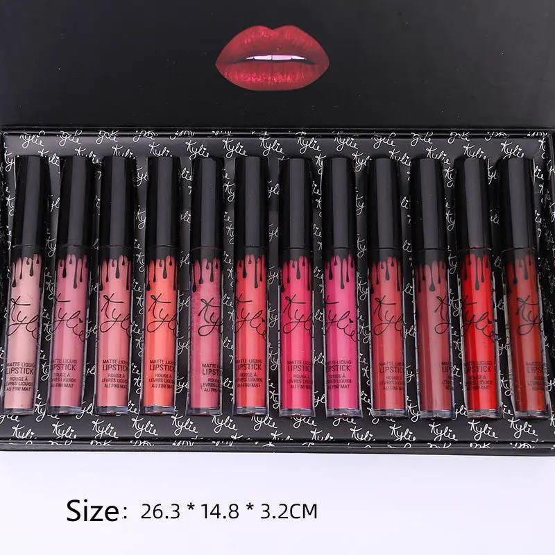 12 Piece Bow Lip Gloss Set With Liquid Lipsticks For Bold Evening Or Soft Daytime Looks by null