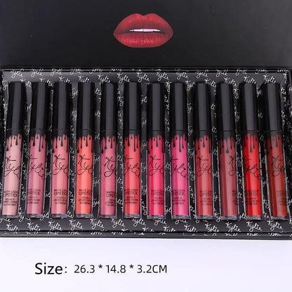 12 Piece Bow Lip Gloss Set With Liquid Lipsticks For Bold Evening Or Soft Daytime Looks by null