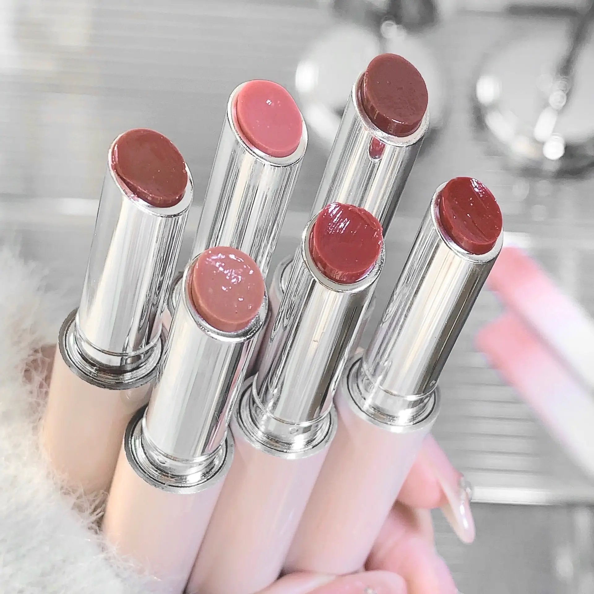 Water Light Pressed Lipstick With Solid Gloss Mirror Shine For High Shine Lip Makeup by null