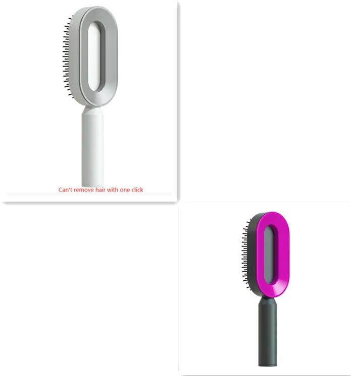 Self Cleaning Hair Brush For Women One-key Cleaning Hair Loss Airbag Massage Scalp Comb Anti-Static Hairbrush by null