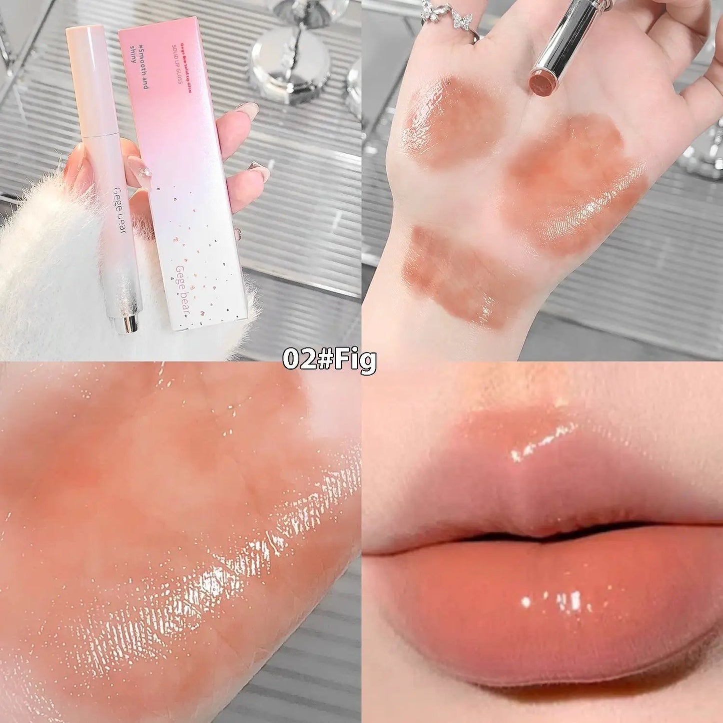 Water Light Pressed Lipstick With Solid Gloss Mirror Shine For High Shine Lip Makeup by null