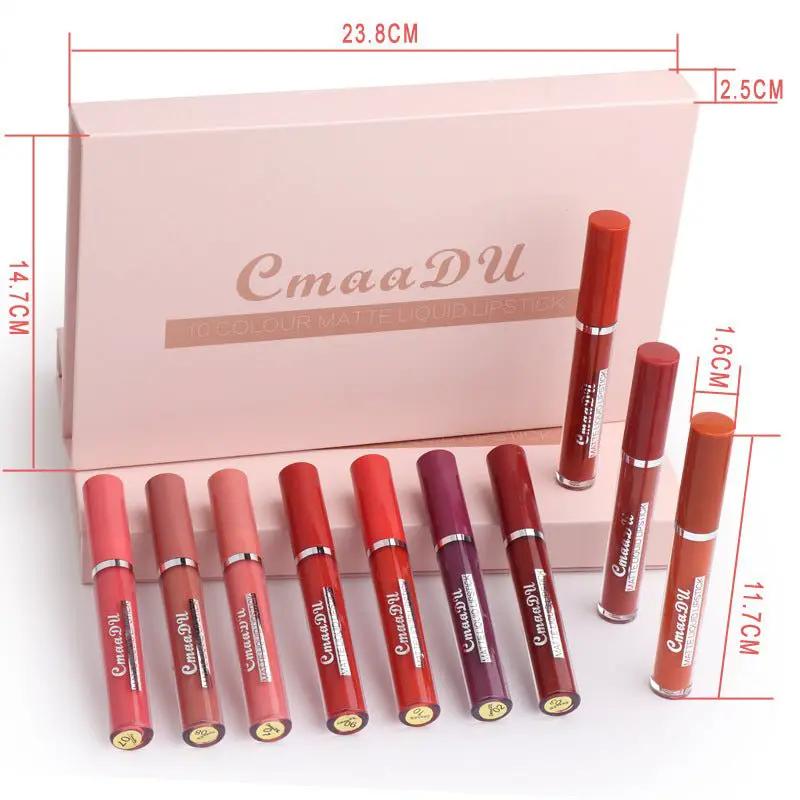 Waterproof Matte Lipstick Set 10 Piece Non Stick Long Lasting Smudge Proof Lip Colors For All Skin Tones by null