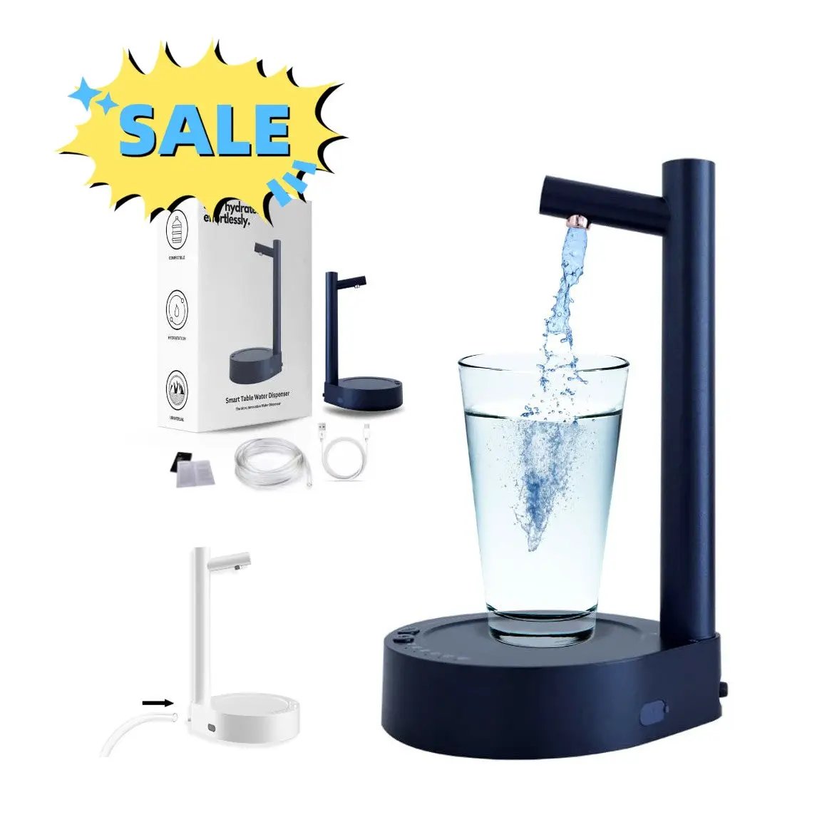 Desk Dispenser Electric Water Gallon Automatic Water Bottle Dispenser Rechargeable Water Dispenser by Zeny Home & Beauty