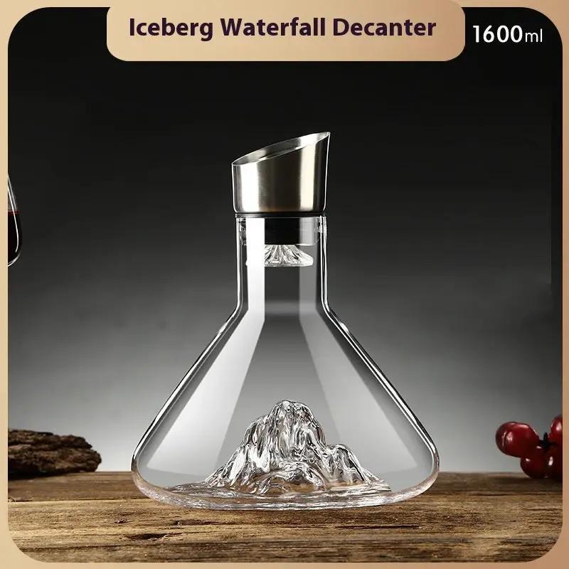 Hot-selling Iceberg Waterfall Wine Decanter Creative Transparent Lead-Free Crystal Glass Wine Dispenser Barware Quick Decanters by Zeny Home & Beauty