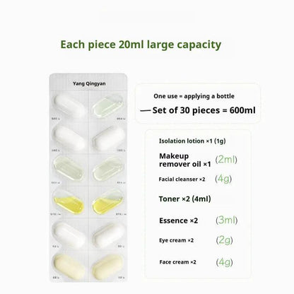 Authentic Travel Size Skincare Samples Set For On The Go Hydration With Disposable Water Emulsion by null