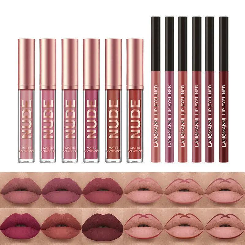 12 Piece Matte Lipstick And Lip Liner Set Waterproof Long Lasting Color For Every Look Gift Set by null