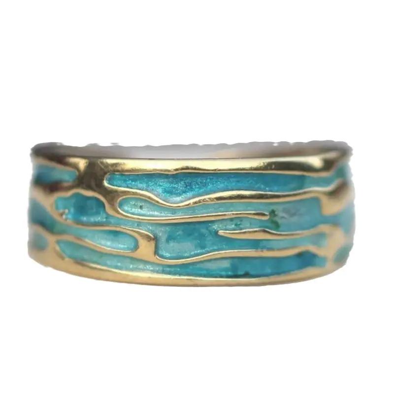 Drop Oil Blue Ocean Open Ring Fashion Women's Bracelet Ring by Zeny Home & Beauty