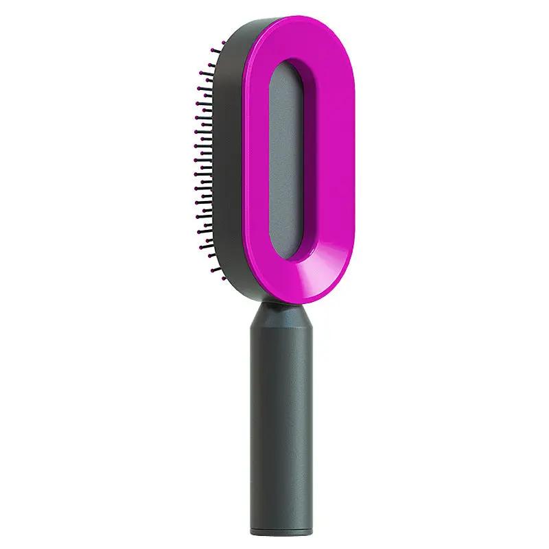 Self Cleaning Hair Brush For Women One-key Cleaning Hair Loss Airbag Massage Scalp Comb Anti-Static Hairbrush by null