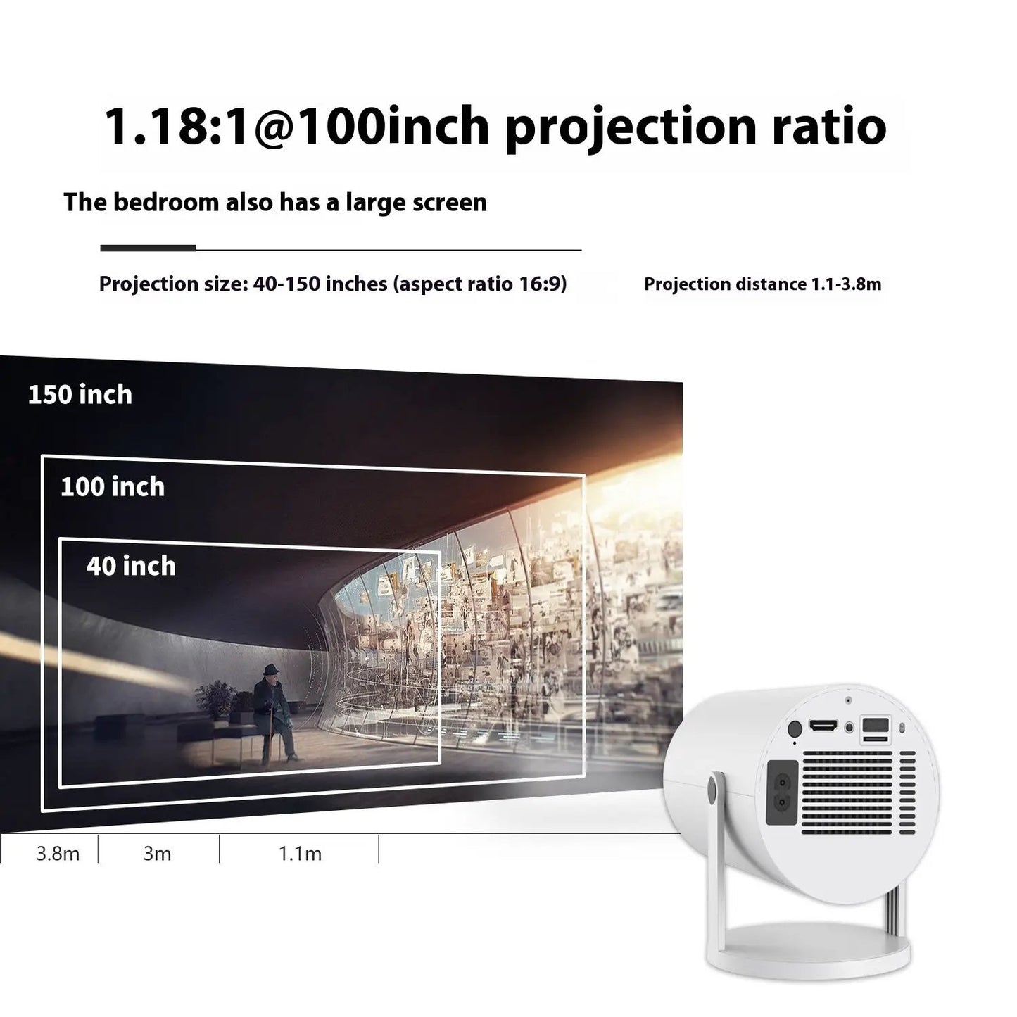 Portable Projector Small Straight Projector For Home Use 180 Degrees Projection Angle Automatic Focus Home Video Projector by null