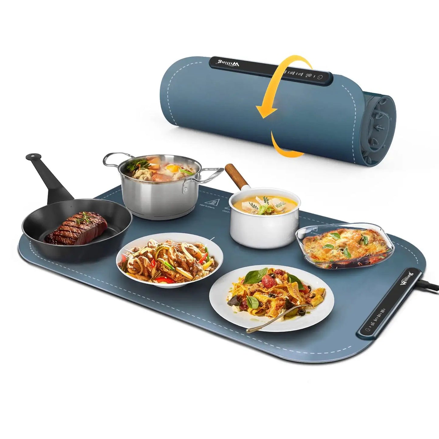 Willing 250W Food Warming Mat With 3 Temperature Settings Warmer For Stainless Steel Ceramic Glass Enamelware Navy Blue by null