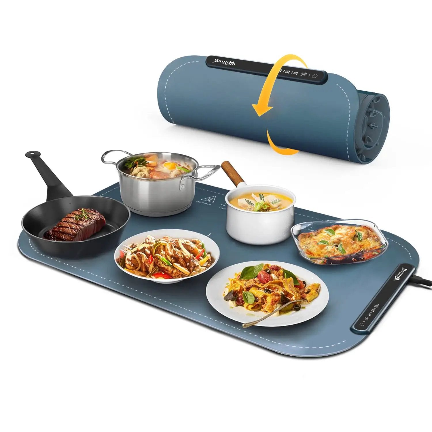 Willing 250W Food Warming Mat With 3 Temperature Settings Warmer For Stainless Steel Ceramic Glass Enamelware Navy Blue by null