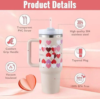 40 Oz Stainless Steel Insulated Tumbler With Handle Travel Coffee Cup For Office And Gym by null