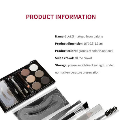 Natural Brown Eyebrow Powder Palette And Stamp Waterproof Makeup Kit For Full Shaping And Definition by null