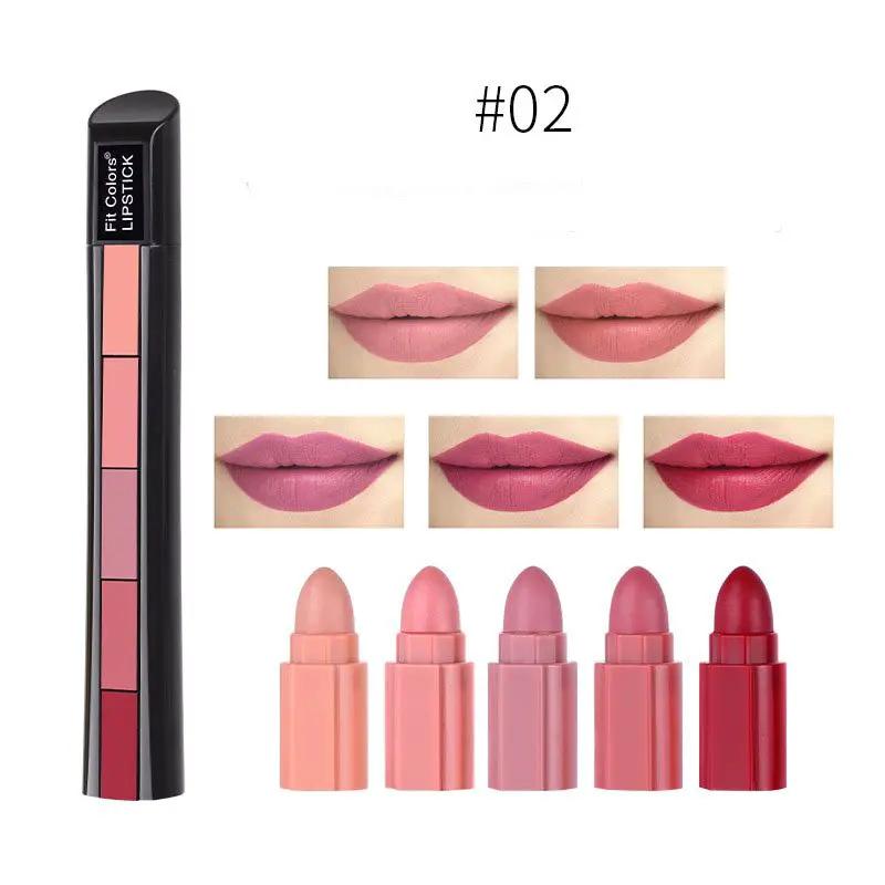 Matte 5 Color Lipstick Set Velvet Lipstick Nonstick Lip Gloss Long Lasting Waterproof Sexy Red Lipstick For All Day Wear by null