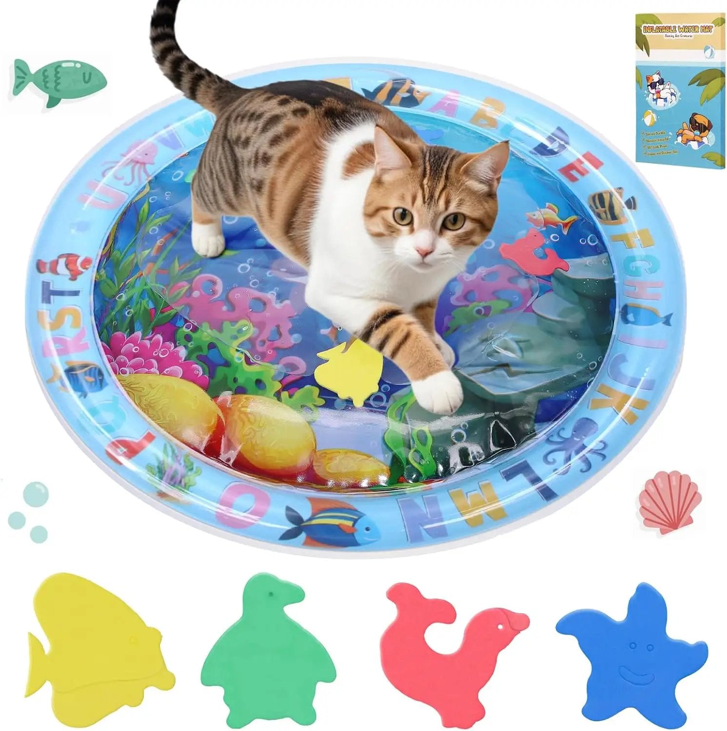 Water Sensory Play Mat For Cats Upgraded Thickened Self Play Mat For Interactive Pet Toys Indoor Outdoor Exercise by null
