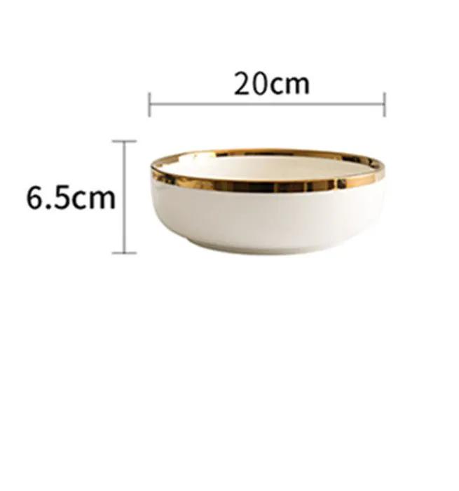 Porcelain Wedding Gifts Set Platinum Bowls And Plates With Gold Trim 4.5 Inch Bowl And 8 Inch Shallow And Deep Dishes by null