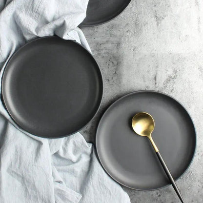 Nordic Ceramic Dinnerware Set With Deep Rice Bowl And Steak Plate New Bone China Matt Glaze Microwave Safe by null